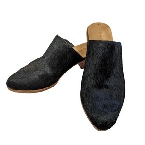 Sevilla Smith The Liz handmade black calf hair leather mules slip-on shoes